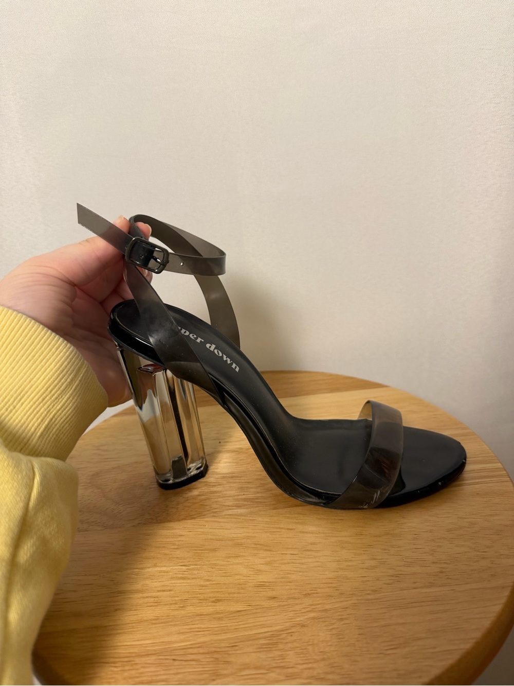 Superdown clear strap block heel sandals (women's size 7)